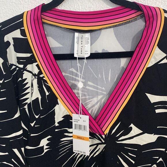 NWT- TRINA TURK- LENNOX V-NECK TUNIC SWIM COVER-UP DRESS- SIZE SMALL - Picture 6 of 11